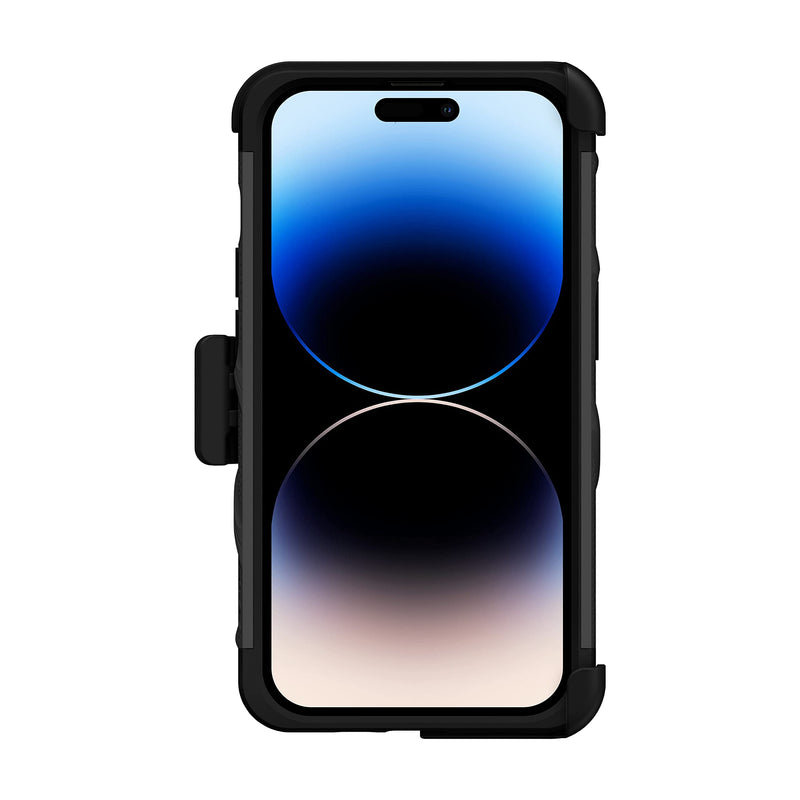  [AUSTRALIA] - ZIZO Bolt Bundle for iPhone 14 Pro (6.1) Case with Screen Protector Kickstand Holster Lanyard - Black Black/Black