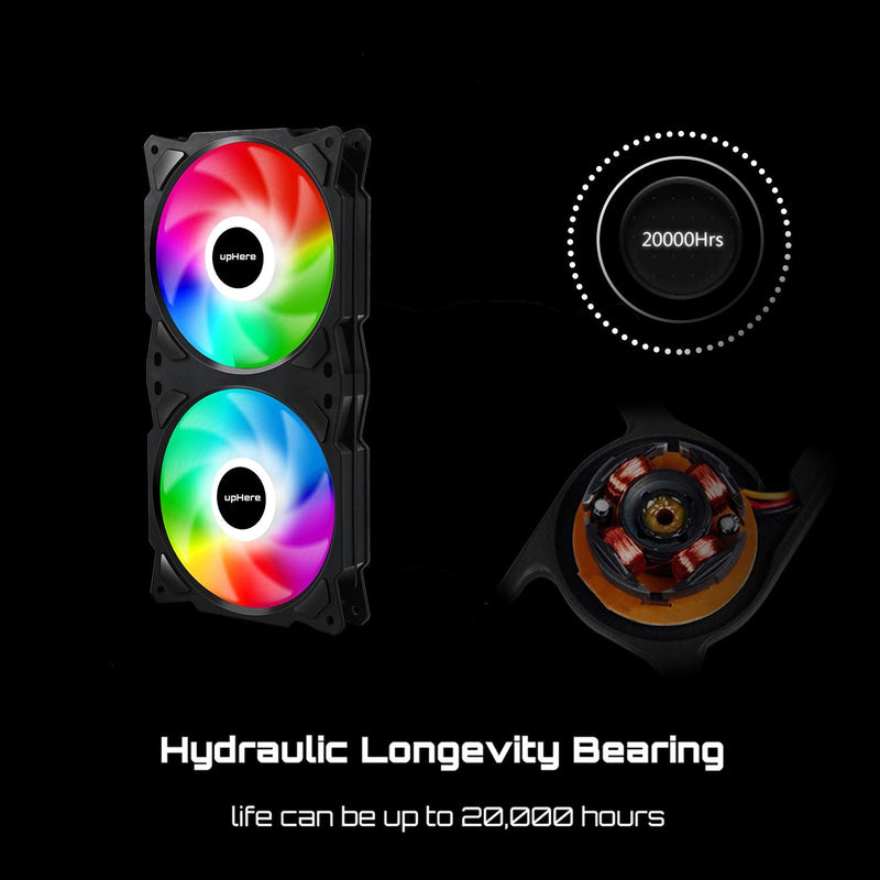  [AUSTRALIA] - upHere PF240CF 240mm Quiet Edition High Airflow Colorful LED Case Fan,Hydraulic Bearing,Cable Management and PWM Control Fan PF240CF4-Dynamic Rainbow LED PWM