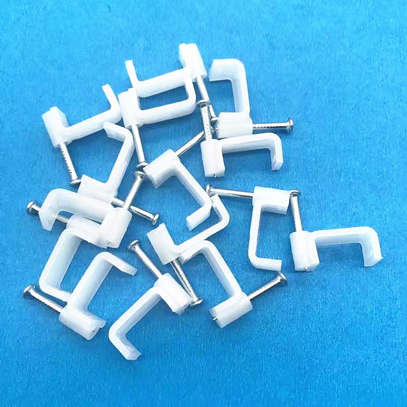  [AUSTRALIA] - 200 PCS 8mm Flat Ethernet Cable Wire Clips Single Coaxial Cable Clamps with Nail for Ethernet Cable Management