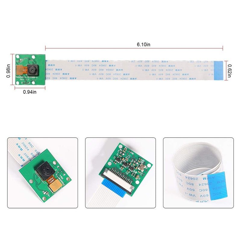  [AUSTRALIA] - Aokin Raspberry Pi Camera Module 5MP 1080p OV5647 Sensor Video Webcam Compatible with 6inch 15Pin Ribbon Cable for Raspberry Pi Model A/B/B+,Pi 2 and Raspberry Pi 2.3,3B+ and Pi 4 Style #1