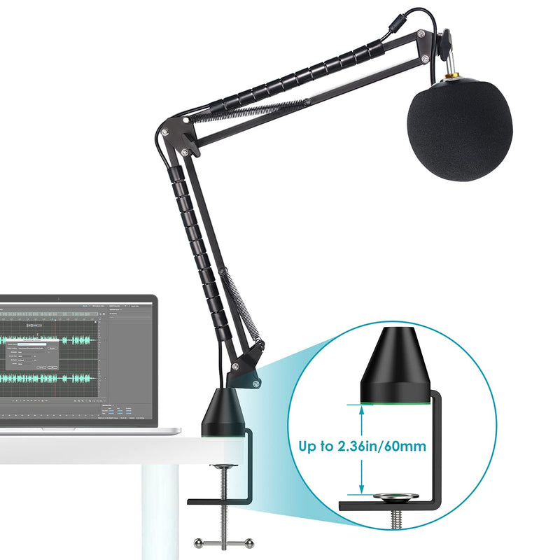  [AUSTRALIA] - YOUSHARES Microphone Stand with Foam Cover - Mic Boom Arm Stand Pop Filter Compatible with Blue Snowball Microphone