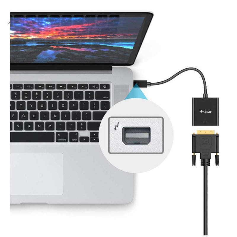  [AUSTRALIA] - Mini DisplayPort to VGA Adapter,Anbear Mac to VGA Converter (Male to Female) HD 1080p Thunderbolt to VGA Compatible for iMac, Mac Books, Surface and Laptops with Mini Displayport