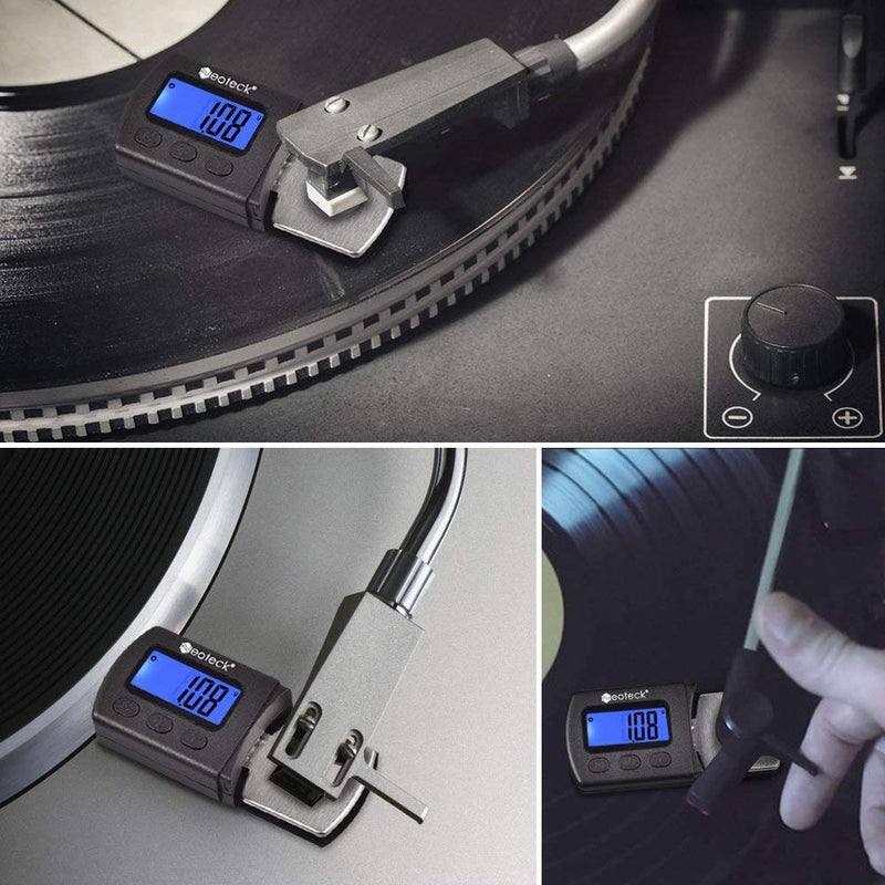  [AUSTRALIA] - Neoteck Digital Turntable Stylus Force Scale Gauge 0.01g/5.00g Blue LCD Backlight for Tonearm Phono Cartridge Black