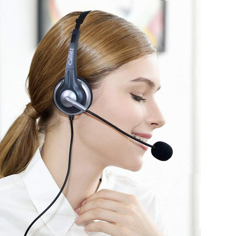  [AUSTRALIA] - Callez 2.5mm Phone Headset Mono, Office Telephone Headset with Noise Canceling Mic for DECT AT&T ML17929 Vtech Panasonic KX-T7630 KX-T7633 Uniden RCA Cisco Cordless Phones Call Center Home (C300D1)
