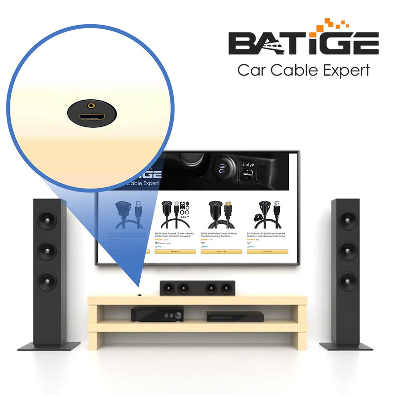 BATIGE HDMI & 3.5mm Male to Female 3.5mm + HDMI Car Mount Flush Extension Cable with Mounting Panel - 3ft - LeoForward Australia