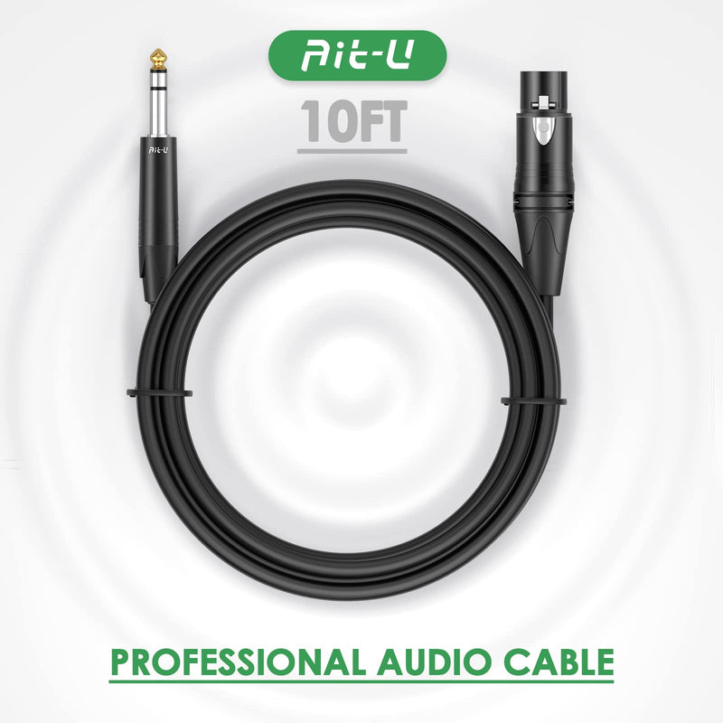  [AUSTRALIA] - XLR Female to 1/4 Cable - Ait-u 10FT XLR 3Pin Female to 6.35mm TRS Male Balanced Wire Mic Cord - 10Feet Mic Cable
