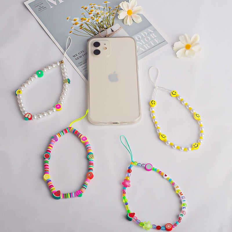  [AUSTRALIA] - LYroo Phone Lanyard，Adjustable Card Holder and Wrist Strap Cute Beaded Phone Charm for All Smartphones