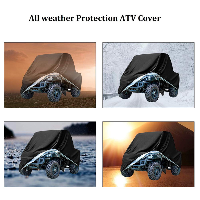  [AUSTRALIA] - GES Heavy Duty Black Protects UTV 4 Wheeler Cover from Snow Rain, Hail, Dust, Snow, Sleet and Sun, Integrated Trailer System 86.6*38.58*41.7IN