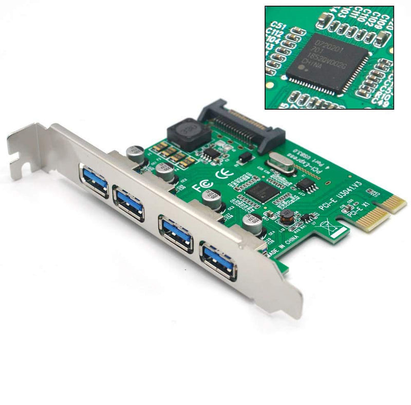  [AUSTRALIA] - Padarsey PCI-E to USB 3.0 4 Port PCI Express Expansion Card (PCIe Card),Superspeed USB 3.0 Card with 15-Pin Power Connector for Desktops,Super Speed Up to 5Gbps