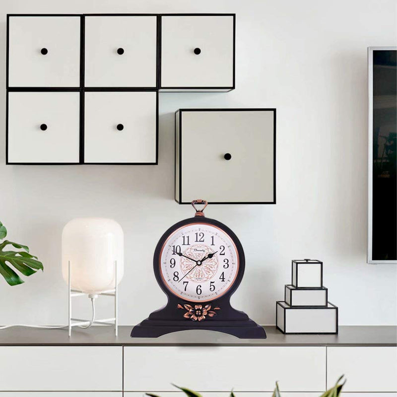 [AUSTRALIA] - Mantel Clock-12 Inch Mantel Clock, Silent and Non-Ticking, Retro Mantel Clock for Living Room/Kitchen Decoration (Black)