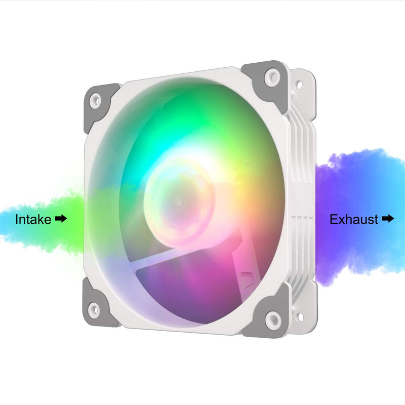  [AUSTRALIA] - Vetroo PC Case Fan, 120mm White High Airflow 5V 3-Pin ARGB & 4-Pin PWM Case CPU Cooling Fan White 1 Pack