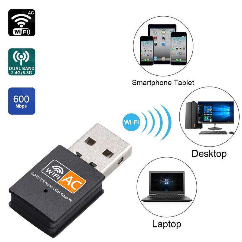 XVZ USB WiFi Adapter, 600mbps Dual Band 2.4G/ 5G Wireless Adapter, Mini Wireless Network Card WiFi Dongle for Laptop/Desktop/PC, Support Windows10/8/8.1/7/Vista/XP/2000, Mac OS X 10.6-10.13 - LeoForward Australia