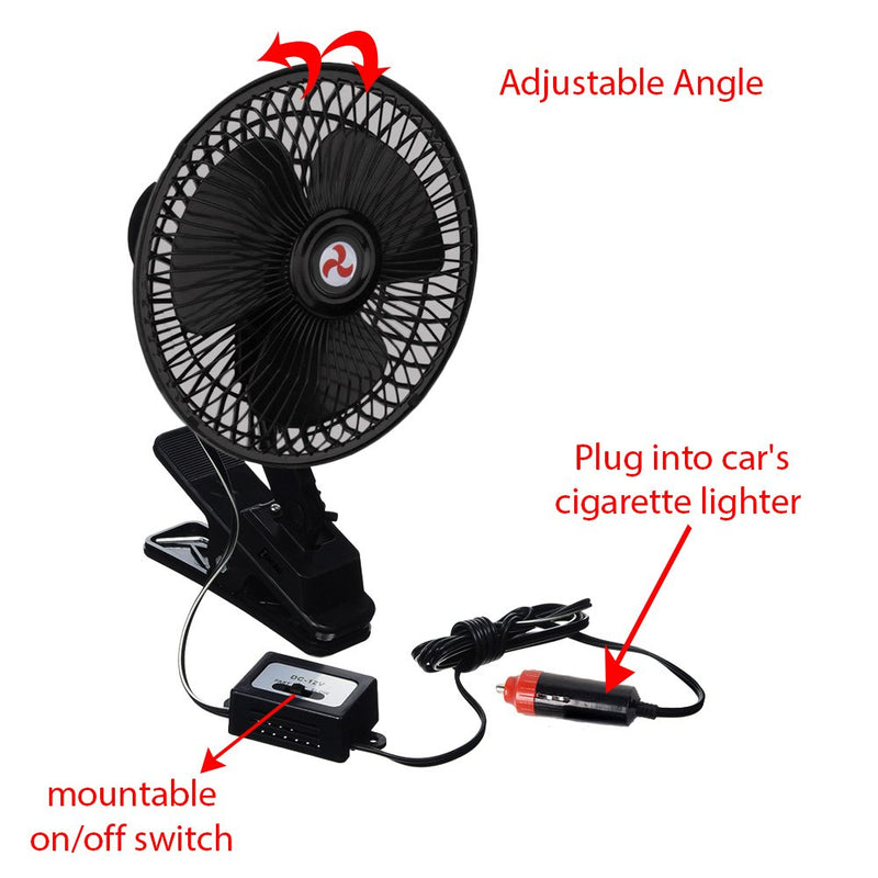  [AUSTRALIA] - Zento Deals 12V Portable Oscillating Fan-Universal Sturdy Mounted on Vehicle with Clip