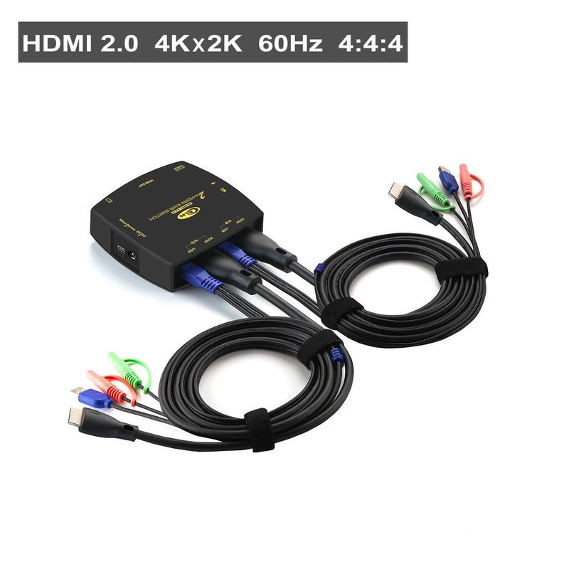  [AUSTRALIA] - CKLau Ultra HD 2 Port HDMI Cables KVM Switch 4096x2160@60Hz 4:4:4 with Audio Mic Support HDMI 2.0, HDCP 2.2, HDR 10 wired remote push button switching