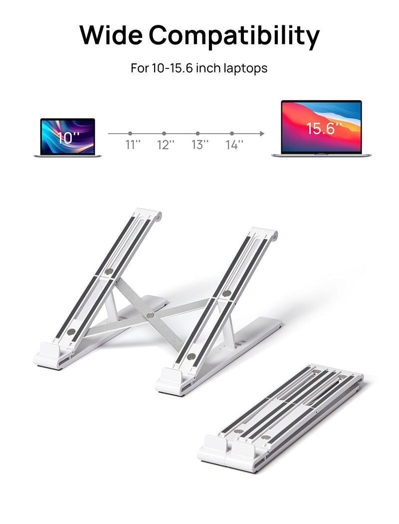  [AUSTRALIA] - Laptop Stand Portable, JSAUX Laptop Holder for Laptop, Adjustable and Foldable Computer Stand Compatible with MacBook Air Pro, iPad, Dell, Lenovo, HP, More 10-15.6” Laptops and Tablets (White)