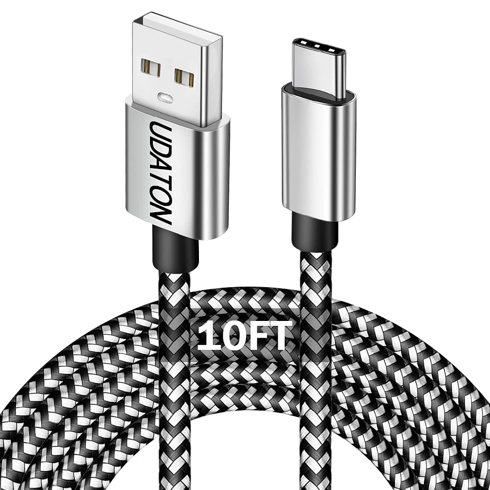  [AUSTRALIA] - Type C Cable, Udaton 10 FT 3A USB A to USB C Fast Charging Cable Long Charging Cord, TPE Cord Compatible with Samsung Galaxy S22 S21 S10 Plus,Note 9 8 A20 A51, LG G6, Moto Z3, USB C Charger,1Pack Grey