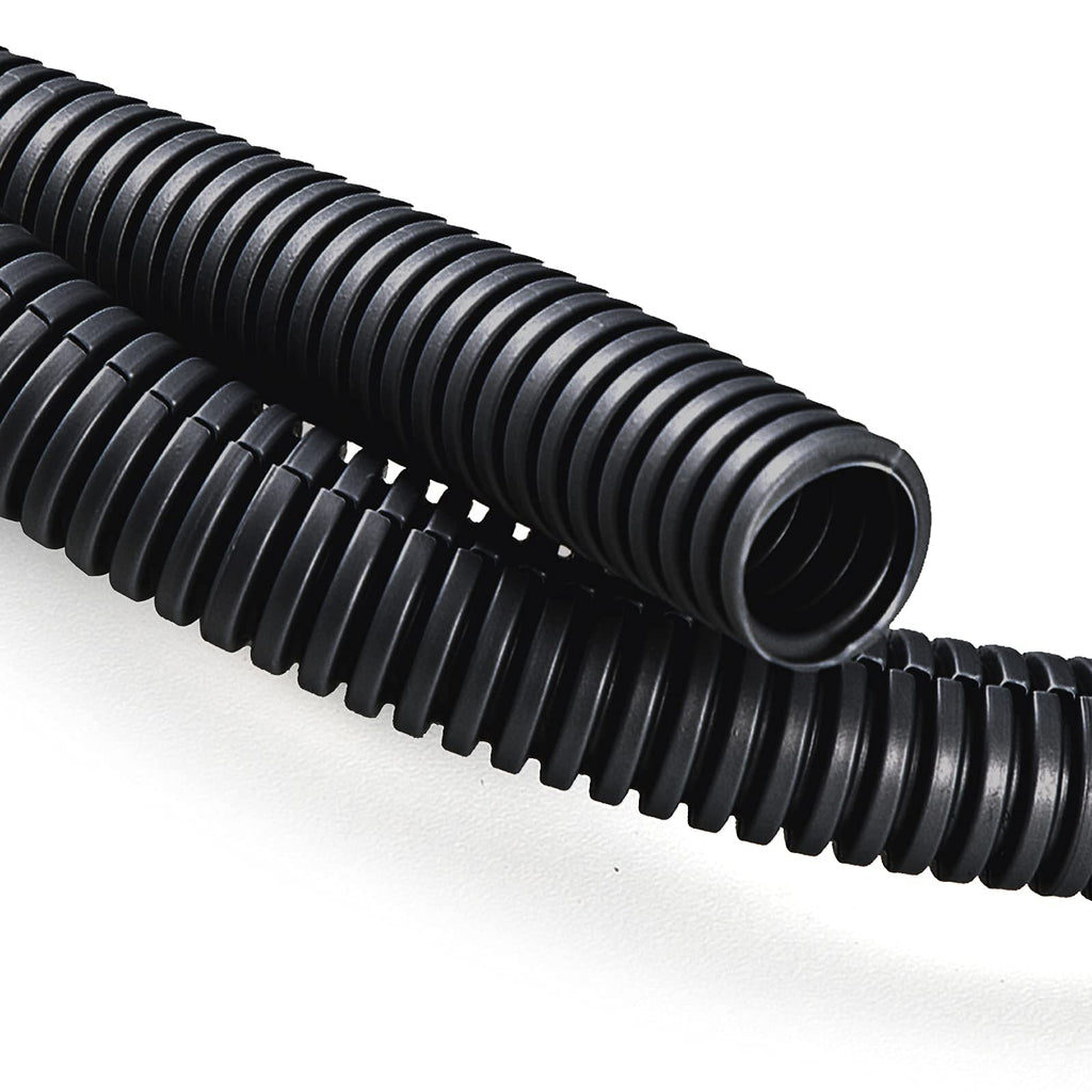  [AUSTRALIA] - ZhiYo 20FT 1/4” Wire Loom Split Tubing Auto Wire Conduit Flexible Cover | High Temperature Heat Resistant -40F to 257F | Plastic Cover for Electrical Wires & Cables, Black 20FT 1/4"