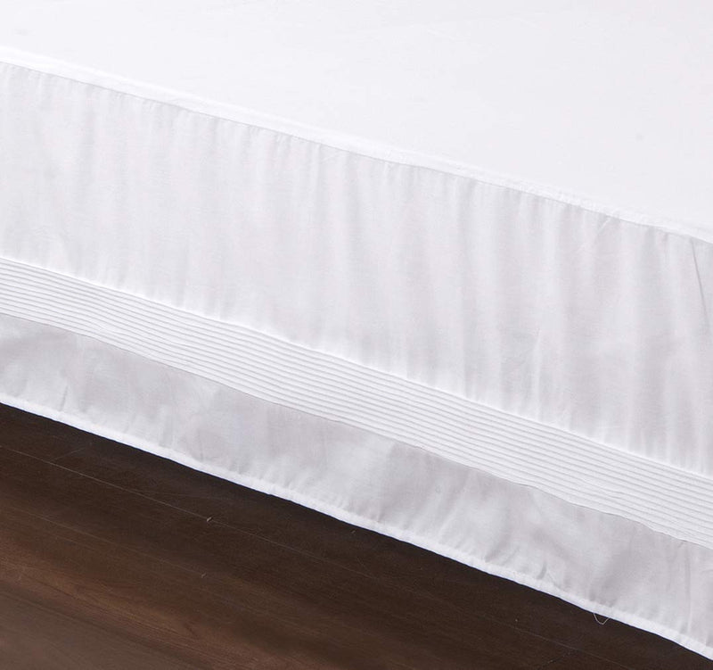  [AUSTRALIA] - Valea Home Bed Skirt with Split Corners Durable Elegant Luxury Dust Ruffle with Pin Tucking 14 inch Tailored Drop, Full, White