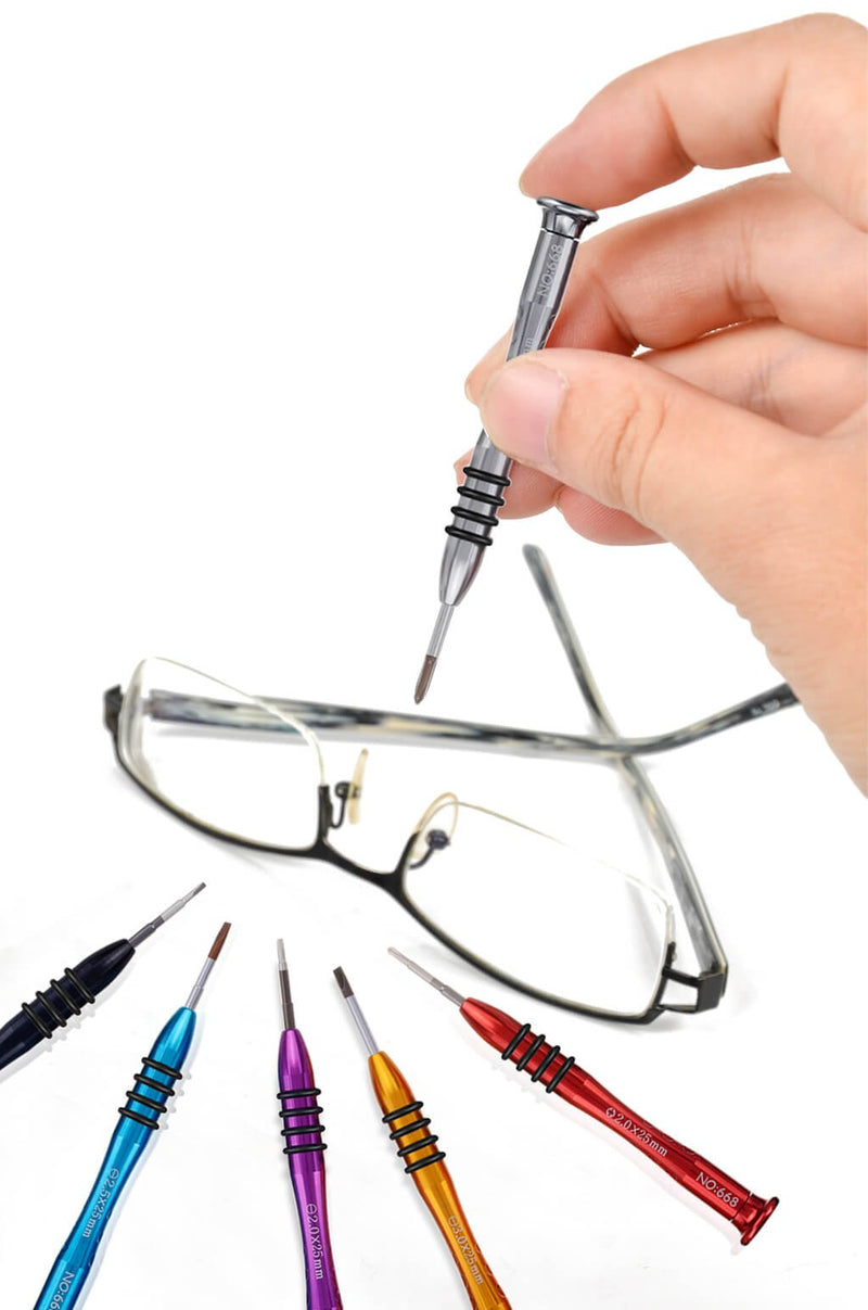  [AUSTRALIA] - Paxcoo Eyeglass Repair Kit with 6 Pcs Magnetic Screwdrivers and Glass Screw for Glasses, Eye Glass, Sunglass Repair