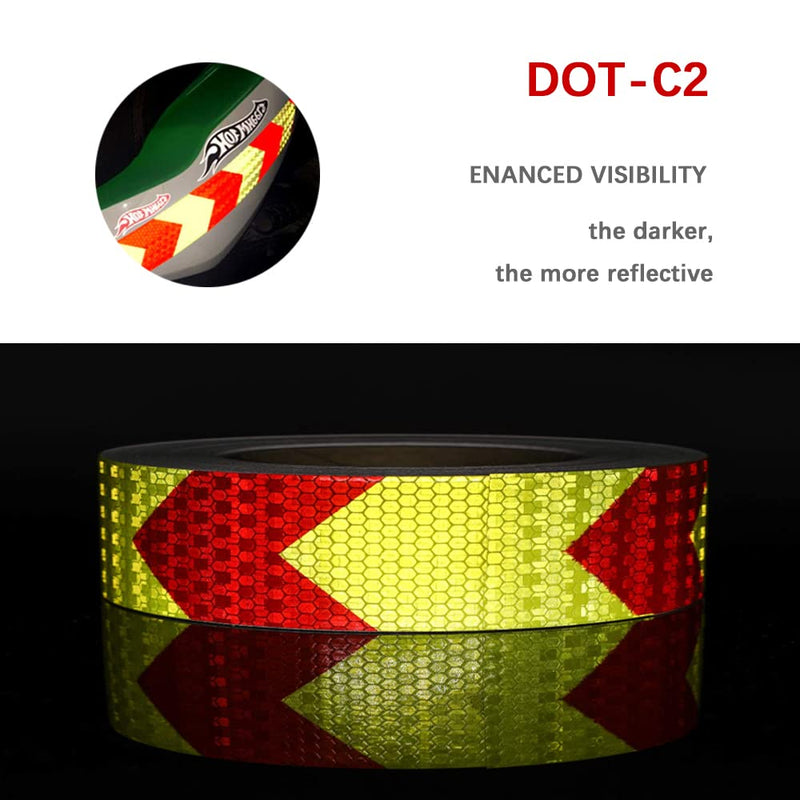  [AUSTRALIA] - 2in x 100 FT Reflective Tape of Red & Yellow Arrow Caution Waterproof High Visibility,Hazard Caution Warning Adhesive Tape Outdoor for Floor Marking, Trailers, Trucks, Cars，Boats 2in x 100 FT