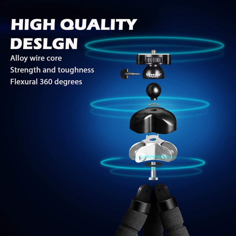  [AUSTRALIA] - UBeesize Tripod S, Premium Flexible Phone Tripod with Wireless Remote, Mini Tripod Stand for Cameras/GoPros/Mobile Devices