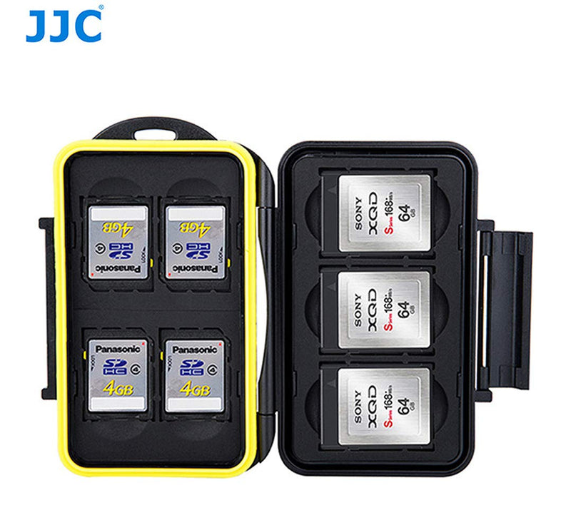 JJC MC-XQDSD7 Ruggard SD Card Case, Shockproof XQD Case, Water-Resistant XQD Case Case, Rubber Sealed Ergonomic Locking Easy Carrying Memory Card Case fits 4 SD Cards 3 XQD Cards Black SD Card + XQD Card - LeoForward Australia