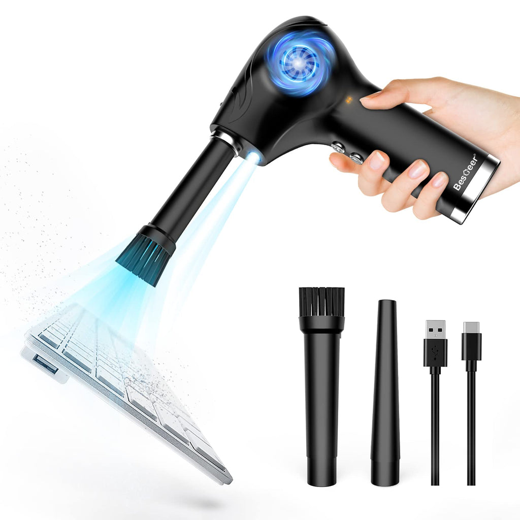  [AUSTRALIA] - Cordless Electric Air Duster, 2-Gear 43000RPM Portable Air Blower, Replaces Compressed Air Cans for Computer Keyboard Car Cleaning, Rechargeable 6200mAh (40000RPM-Max 30Mins) 40000RPM-Max 30Mins