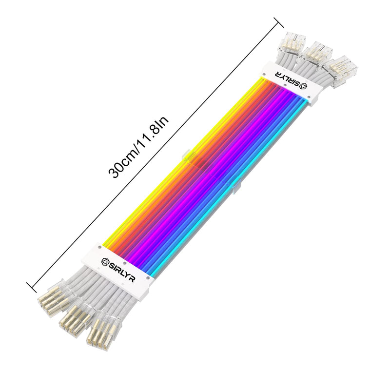  [AUSTRALIA] - Sirlyr RGB PSU Cables,Full White ARGB GPU Power Supply Cable 3 * 8(6+2) Pin,Strimer Extension Cable Kit 5V 3Pin Synchronized,Customed White PC Chassis (Transparent Connector) 3*8Pin Strip Style Transparent Connector