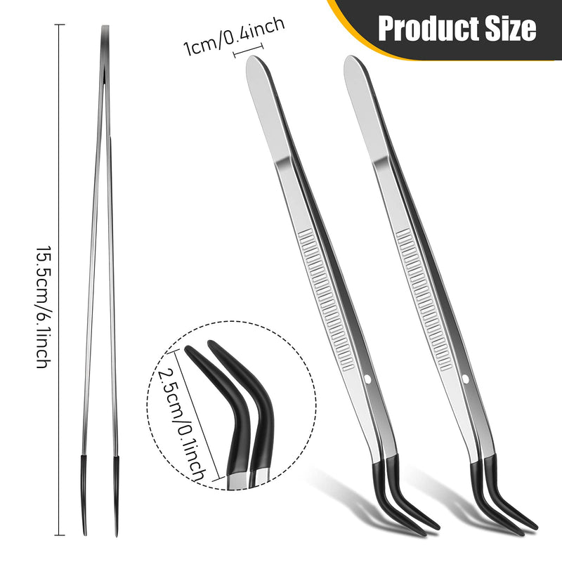  [AUSTRALIA] - 3 Pieces Tweezers Rubber Tipped Tweezers with PVC Coated Soft Non Marring Flat Tips for Lab Hobby Jewelry Craft Tools Stainless Steel Tweezers