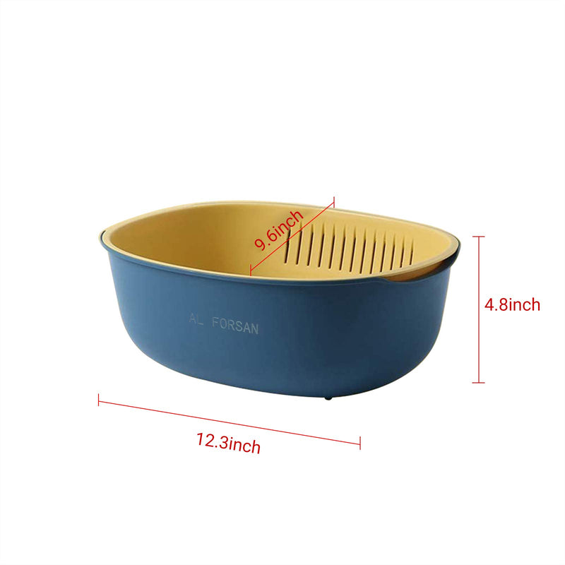  [AUSTRALIA] - AL FORSAN Kitchen Strainer Colander & Bowl Sets, 2-in-1 Drain Basin and Basket,Large Plastic Colander and Detachable Colander Set,Colander Food Strainer.(12.4 x 9.84 x 4.53) inch