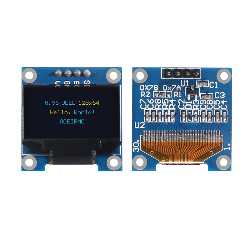  [AUSTRALIA] - ACEIRMC 4pcs 0.96 Inch OLED Module 12864 128x64 SSD1315 Driver IIC I2C Serial Self-Luminous Display Board Compatible with Arduino Raspberry PI (Blue and Yellow) Blue and Yellow