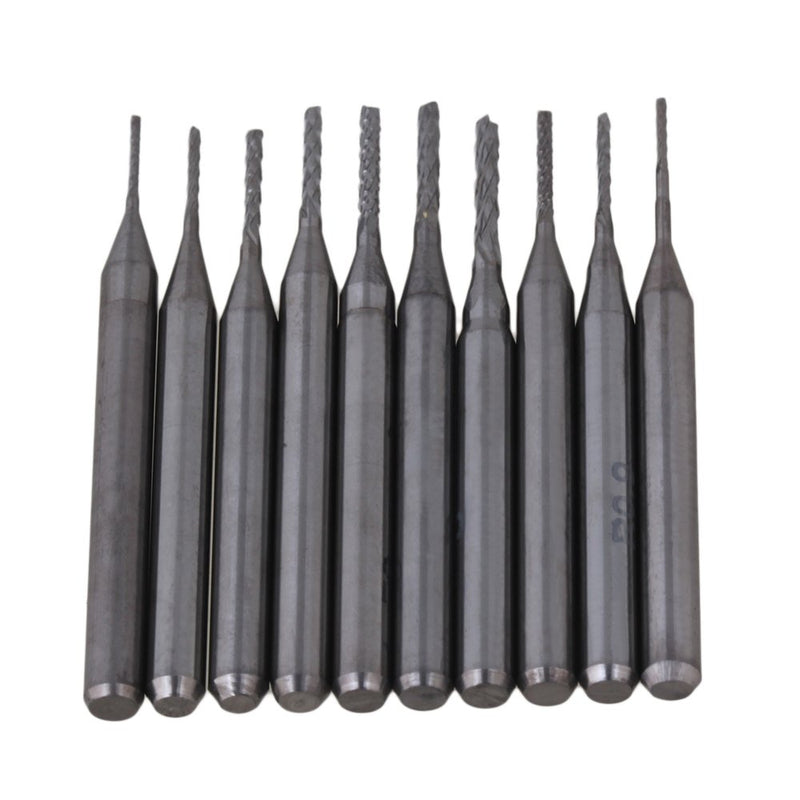 BQLZR 3.175mm Drill Bits Engraving Bits CNC PCB Machinery 0.6-1.5mm Pack of 10 - LeoForward Australia