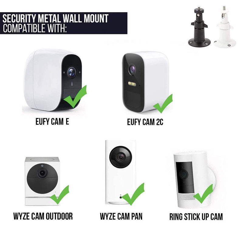  [AUSTRALIA] - Adjustable Indoor/Outdoor Security Metal Wall Mount Compatible with Arlo Pro/Pro 2/Pro 3/Ultra/Ultra 2, & Others - Ring Stick Up Cam Battery, eufyCam E/2C, Wyze Cam Outdoor/Pan (2 Pack, Black)