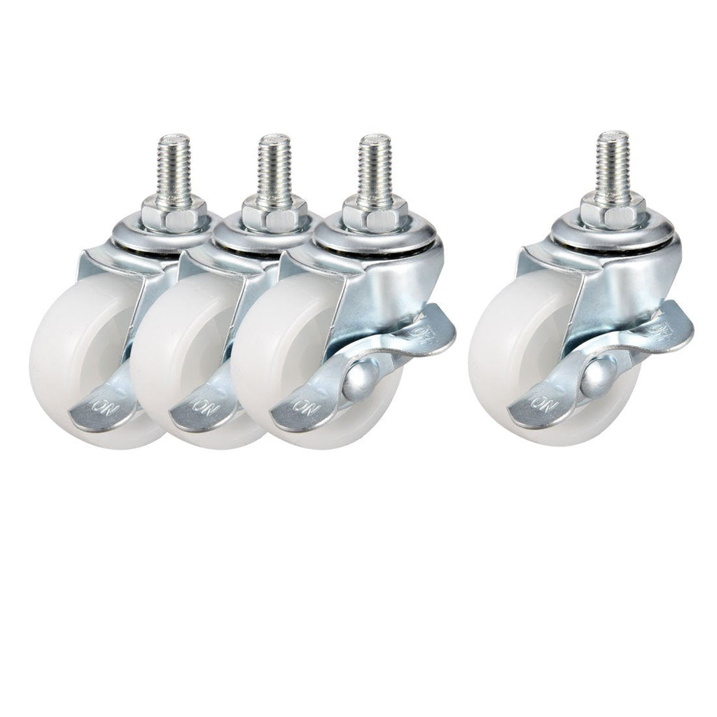  [AUSTRALIA] - uxcell 1.5 Inch Swivel Caster Wheels PP 360 Degree Threaded Stem Caster Wheel with Brake M8 x 15mm, 132lb Total Load Capacity, Pack of 4