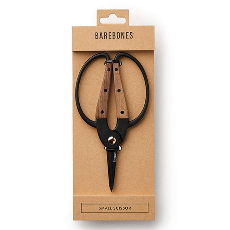  [AUSTRALIA] - Barebones Walnut Scissors, Small - Ambidextrous Grip, Wide Handles & Comfortable Fit Small Garden Scissors