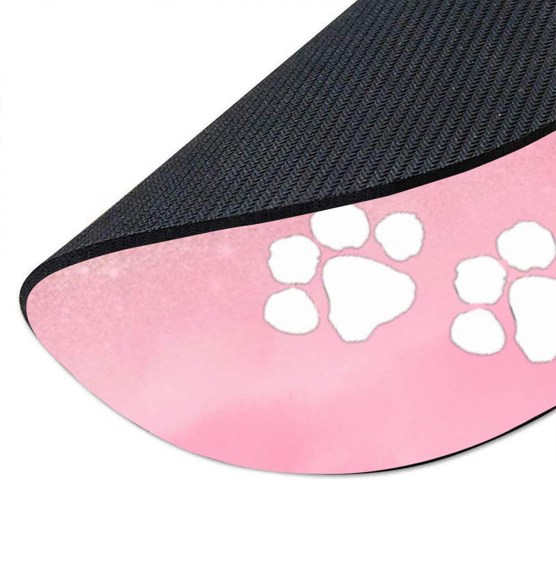  [AUSTRALIA] - Cute Funny Round Mouse Pad Rose Gold Pink White Animal Paw Print,Desk Accessory Mousepad for Computer