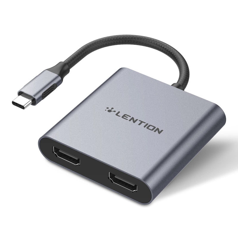  [AUSTRALIA] - LENTION USB C to Dual HDMI Adapter, Support Single 4K@60Hz or Dual 4K@30Hz, Compatible New MacBook, Surface Book 2/Pro 7/Go, XPS 13/15, More, Stable Driver Certified (CB-C53s, Space Gray)