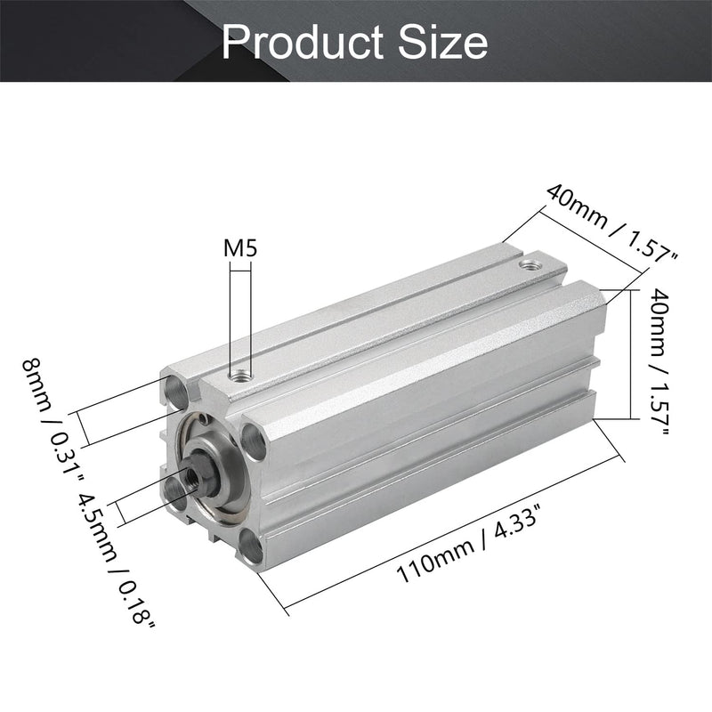  [AUSTRALIA] - Othmro SDA25 x 90 Sealing Thin Air Cylinder Pneumatic Air Cylinders, 25mm/0.98inch Bore 90mm/3.54inch Stroke for M5 Aluminium Alloy Pneumatic Components for Pneumatic and Hydraulic Systems 1pcs