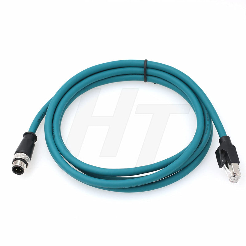  [AUSTRALIA] - HangTon Industrial M12 4 Pin D-Coded Male to RJ45 Ethernet Cat5e Cable for Sensor Machinery 2M 2.0 Meters