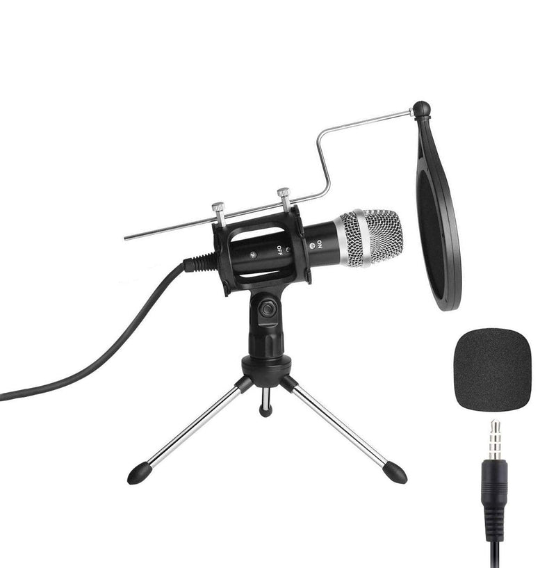  [AUSTRALIA] - PC Microphone with Mic Stand,Aoiutrn 3.5mm Jack Condenser Recording Microphone for PC,Laptop,Mac,i-Phone,i-Pad and Smartphone for YouTube,Podcast,Skype,Internet Gaming,Chatting 3.5mm Microphone