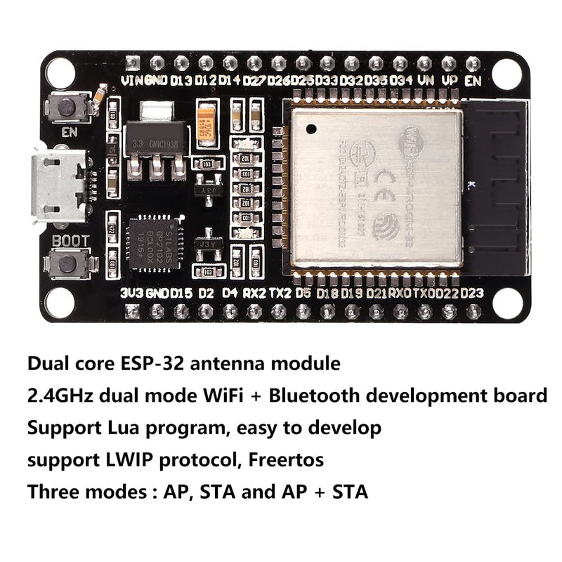  [AUSTRALIA] - 5Pcs ESP32 ESP-32S WiFi Development Board NodeMCU-32S Microcontroller Processor Integrated Chip CP-2102