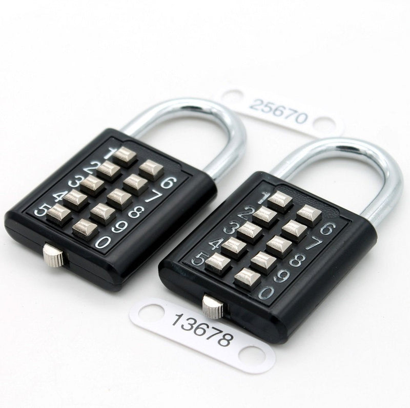  [AUSTRALIA] - MIONI 10 Digit Push Button Combination Padlock, 5 Digit Locking Mechanism,Blue (2 Black) 2 black