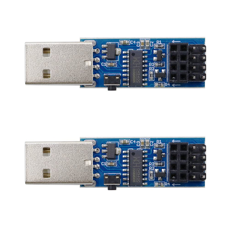  [AUSTRALIA] - Stemedu 2PCS USB to ESP8266 Adapter Module ESP-01 Prog ESP-01S Programmer Downloader CH340C Driver with Reset Button, Easy to Use 2 x Programmers