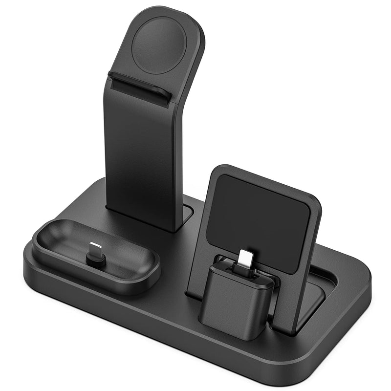  [AUSTRALIA] - Tinetton 3 in 1 Charging Station Compatible with Apple Watch iPhone AirPods with 10W Adapter Black