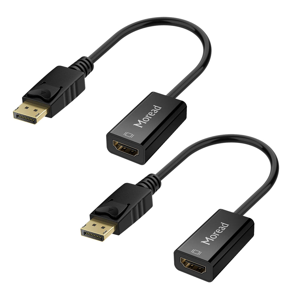  [AUSTRALIA] - Moread DisplayPort (DP) to HDMI Adapter, 2 Pack, Gold-Plated Uni-Directional Display Port PC to HDMI Screen Converter (Male to Female) Compatible with HP, Dell, Lenovo, NVIDIA, AMD & More, Passive Black