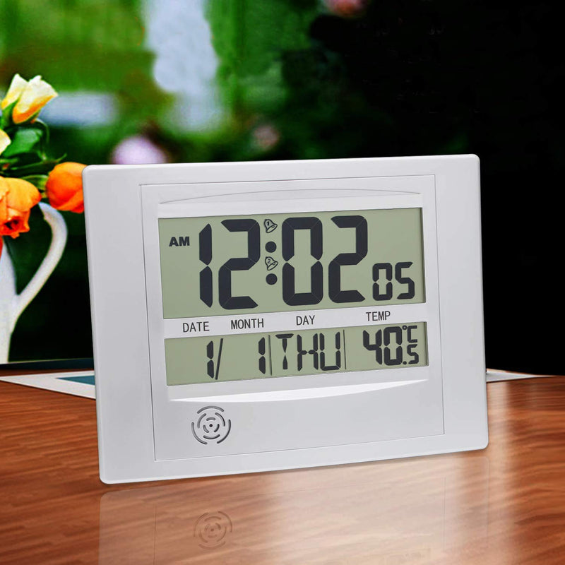  [AUSTRALIA] - HeQiao Brushed Aluminum Digital Wall Clocks with Date (Luxury Silver)