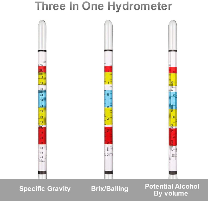 Circrane Triple Scale Hydrometer, Alcohol Hydrometer for Brew Beer, Wine, Mead and Kombucha, ABV, Brix and Gravity Test Kit, Home Brewing Supplies - LeoForward Australia