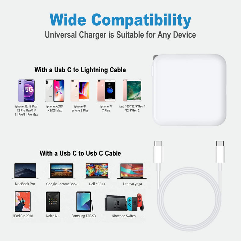  [AUSTRALIA] - Replacement Mac Book Pro Charger - YUHANG 87W USB C Charger Adapter Compatible for Mac Book Pro 16 15 13 Inch, New Air 13-in, iPad Pro 2021 2020 2019 2018, Fit for All USB C Devices Include Cable