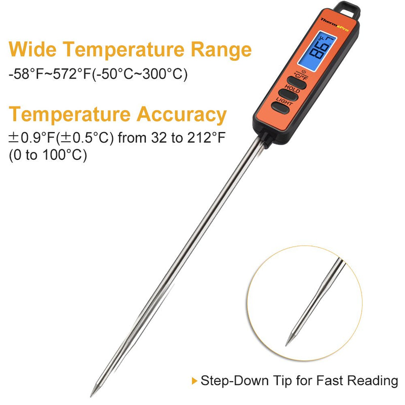  [AUSTRALIA] - ThermoPro TP01A Digital Meat Thermometer with Long Probe Instant Read Food Cooking Thermometer for Grilling BBQ Smoker Grill Kitchen Oil Candy Thermometer