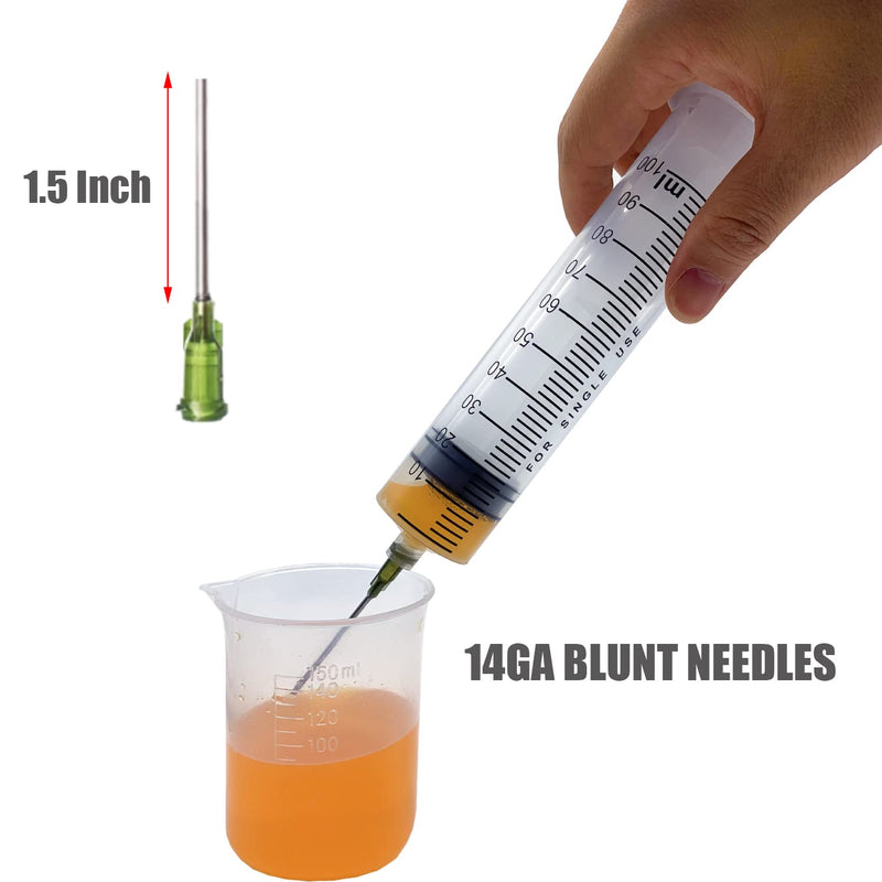  [AUSTRALIA] - 3 Pack 100ml/cc Large Plastic Syringe with Cap, 3Pcs 3.2ft Handy Plastic Tubing 14ga Blunt Tip and Luer Connections, Tubing Connnector for Scientific Labs, Measuring, Watering, Refilling, Filtration, Feeding